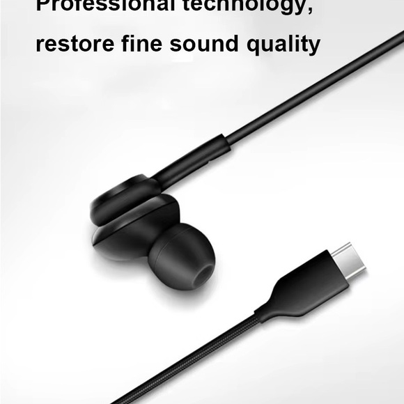 Type-C Wired Earbuds - Universal for Samsung Devices - Black Color - 1pc - Picture 3 of 6